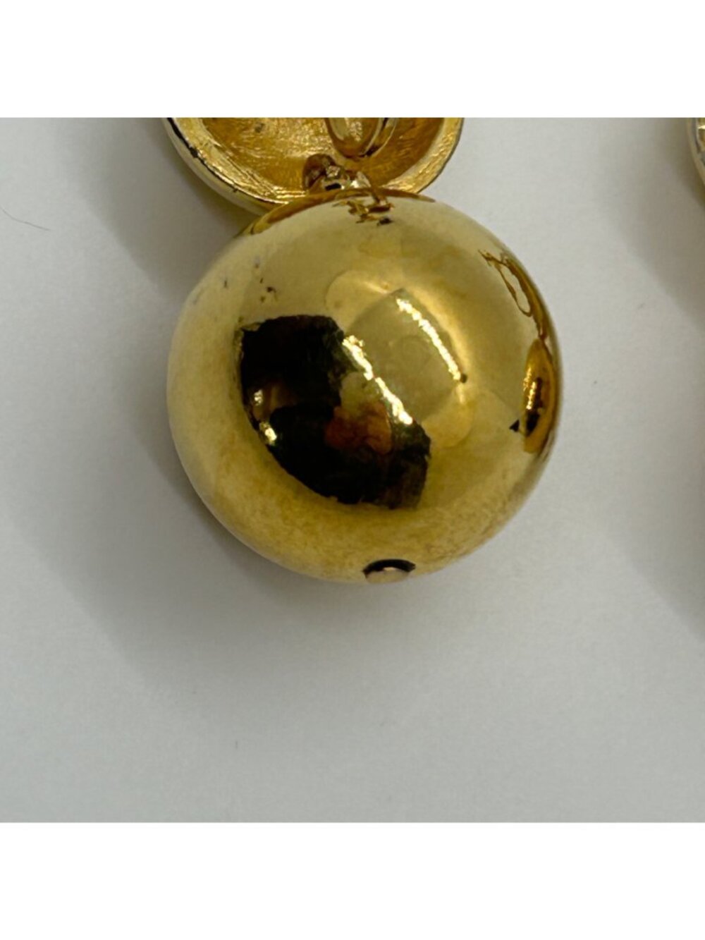 Vintage Gold-tone Double Ball Earrings Screw Back Statement 1960 Mod Design MCM - Picture 12 of 13